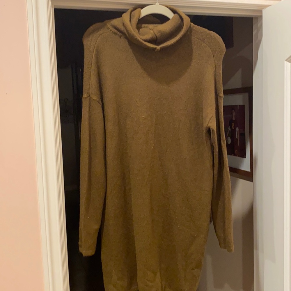 Olive green turtle neck dress, size S